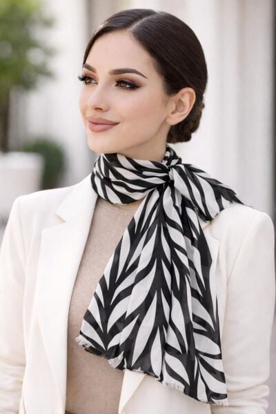 Yaprak Desenli Pamuk Dokuma Tülbent Şal – İnce, Hafif ve Yumuşak Dokulu Kadın Şal