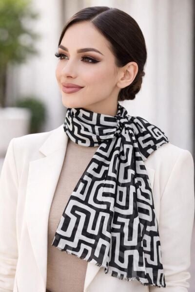 Kilit Desenli Pamuk Dokuma Tülbent Şal – İnce, Hafif ve Yumuşak Dokulu Kadın Şal