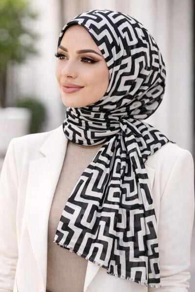 Kilit Desenli Pamuk Dokuma Tülbent Şal – İnce, Hafif ve Yumuşak Dokulu Kadın Şal