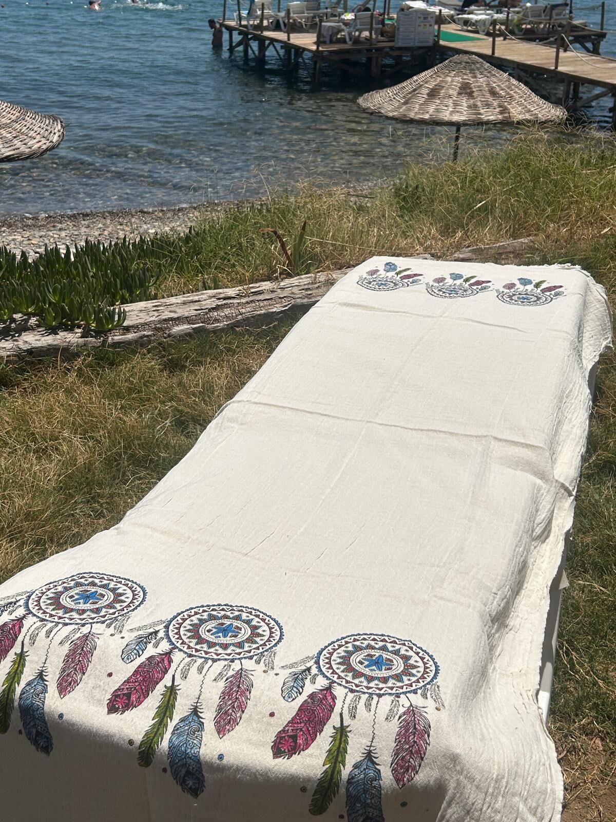 %100 Pamuk Çift Kat Müslin Plaj Havlusu - Renkli Rüya