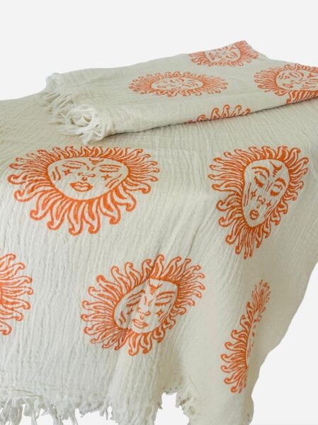 %100 Pamuk Çift Kat Müslin Plaj Havlusu - Güneş