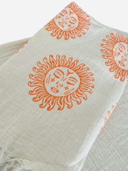 %100 Pamuk Çift Kat Müslin Plaj Havlusu - Güneş
