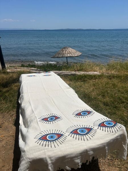 %100 Pamuk Çift Kat Müslin Plaj Havlusu - Nazar