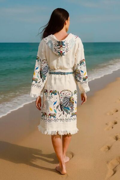 Plaj Giyim Pamuk Müslin Bornoz Kimono - Filler